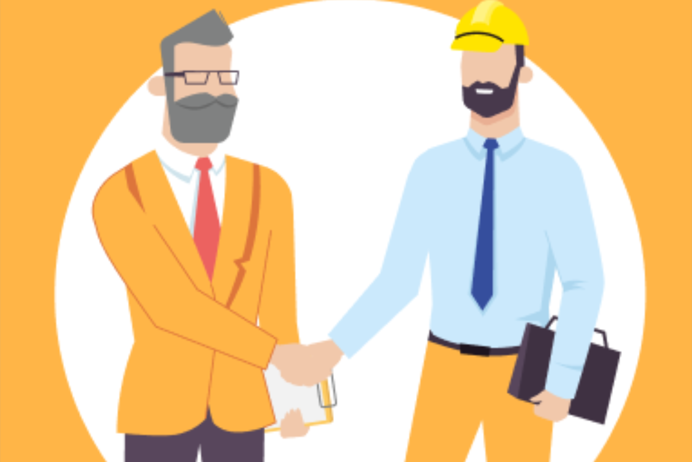 Two men shaking hands - ilustrated