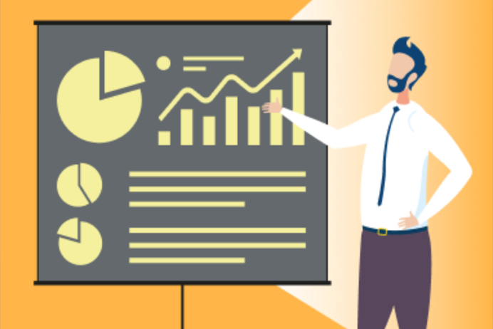 Man at a graph - ilustrated