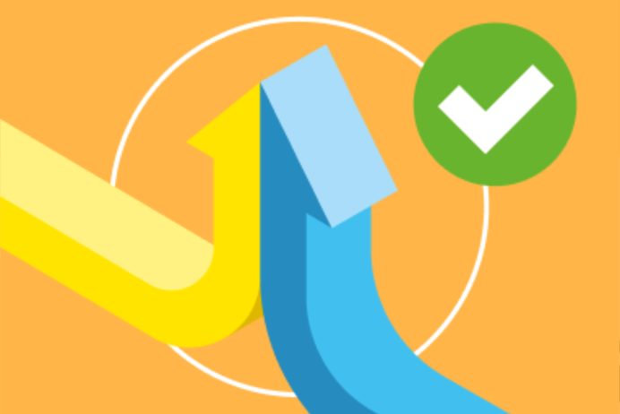 Yellow and blue arrow