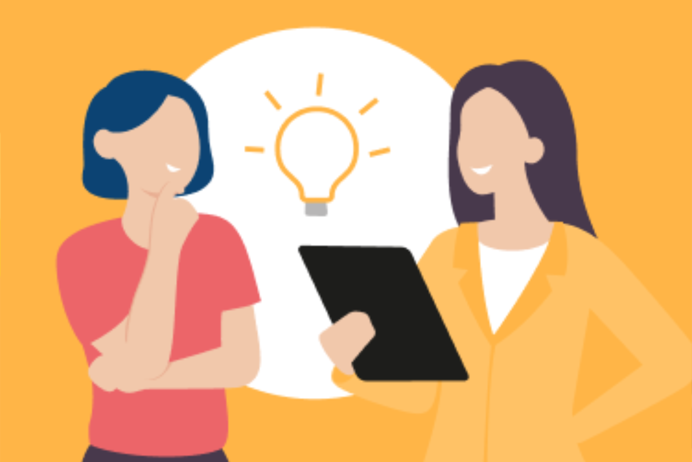 Two women discussing - ilustrated