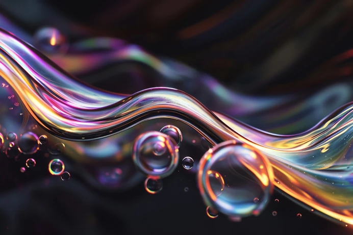 Abstract Wave of Colorful Fluids Representing Air-Free Filling and Storage in Cartridge Technology.