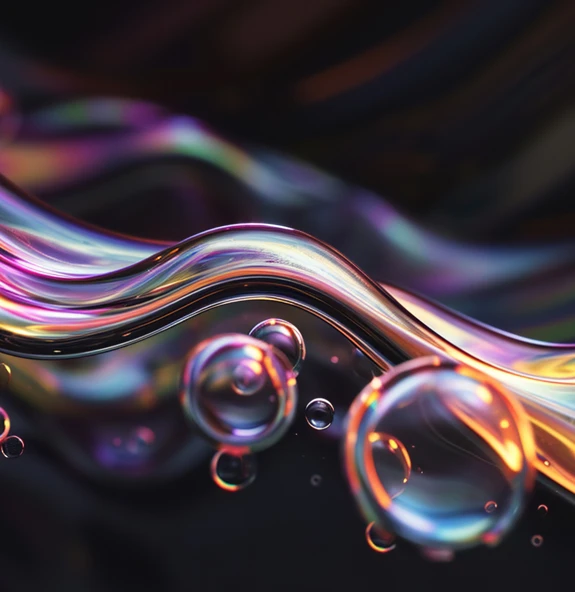 Abstract Wave of Colorful Fluids Representing Air-Free Filling and Storage in Cartridge Technology.